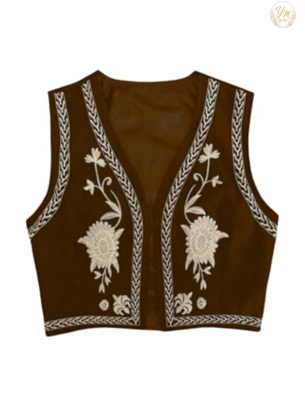 Western Embroidered Linen Vest Boho Sleeveless Cowgirl Waistcoat